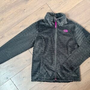 The North Face Youth Charcoal Fleece Jacket with Pink Accents